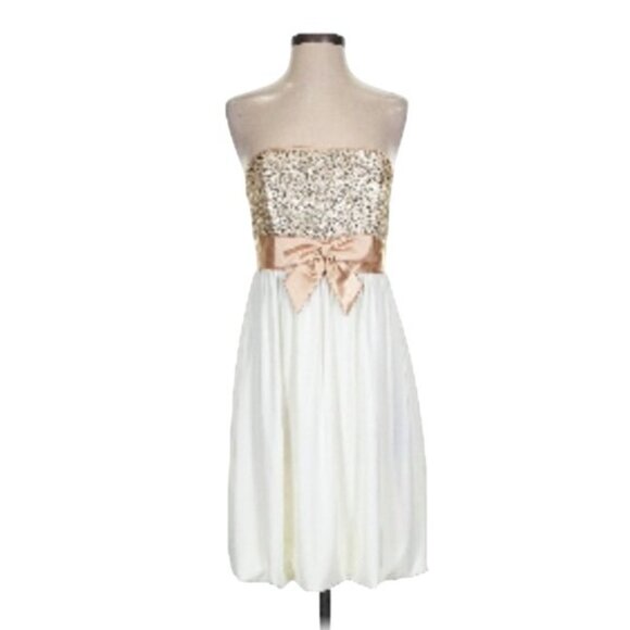 VTG Jessica McClintock Coquette Girly Strapless Sequin Satin Cocktail Dress 7 - Picture 2 of 12